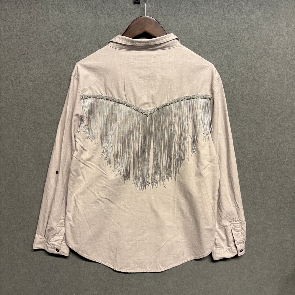 SHYANNE Women's Embellished  Long Sleeve Fringe Top Size XL Western